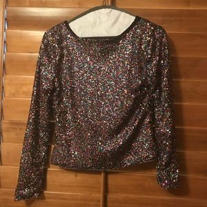 Multi colored sequined crop top